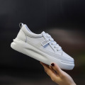 Genuine Leather Casual Shoes Women Sneakers Autumn Light White Sneakers Platform Med Heel Ladies Shoe Comfortable Running Shoes