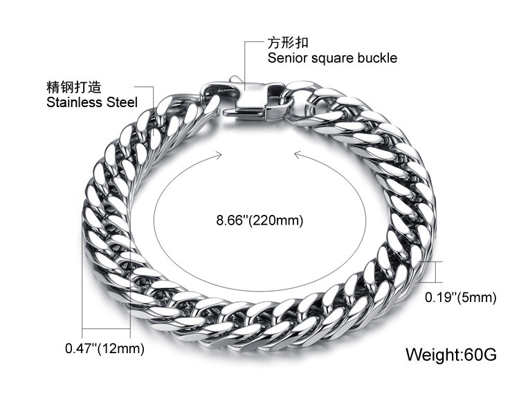 Hot Sale innovation Currents Coarse ore domineering Titanium steel bracelet Punk Brace lace pulsera Gift