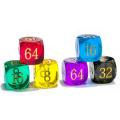 Big Translucent Backgammon Doubling Cube Dice 30MM, Large Backgammon Doubling Number Dice 1 3/16" Assorted Transparent Colors