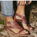 Women Sandals Soft Leather Flat Sandals Shoes Women Plus Size Peep Toe Summer Sandals Casual Gladiator Beach Sandalias Mujer