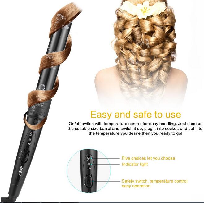 DODO Pro 5 Part Interchangeable Hair Curling Iron Machine Ceramic Hair Curler Multi-size Roller Heat Resistant Glove Styling Set