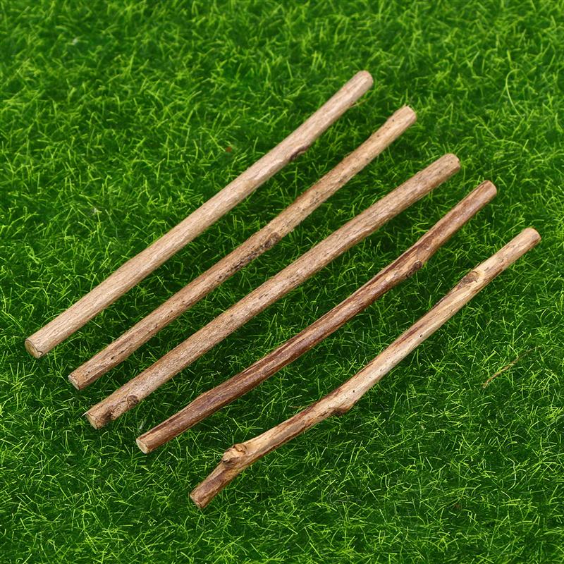 100pcs Long 0.3-0.5CM In Diameter Wood Log Sticks 10CM Tea Tree Sticks Photo Props For DIY Crafts (Wood Color)