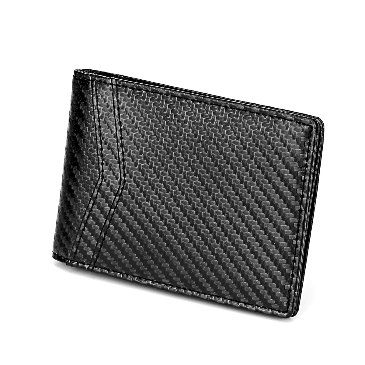 Genuine Leather Slim Wallet RFID Blocking Men Wallets Ultra Thin Front Pocket Money Clip Fashion Carbon Fiber Short Mini Purse