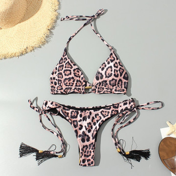 Women Printed Padded Bra Beach Bikini Set Swimsuit Sexy Halter Sling Beachwear Swimwear 2020 Thong Bikinis#20