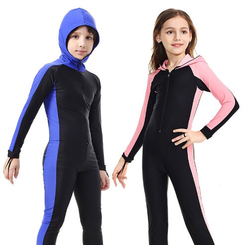 SBART Nylon Long Sleeves Kids Wetsuits Diving Suits for Boys/Girls Children Rash Guards One Pieces Surfing Swim Snorkel children