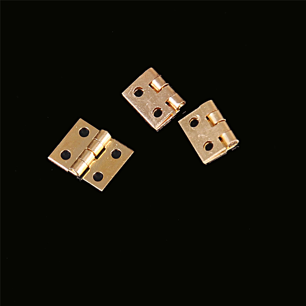 20pcs Cabinet Door Hinges Brass Plated Mini Hinge Small Decorative Jewelry Wooden Box Furniture Accessories 8mm*10mm