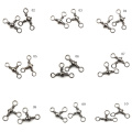 100pcs/lot 3 Way Solid Ring Fishing swivel Rolling swivels Brass Barrel Triple Swivels Bearing Connector Fishing Accessories