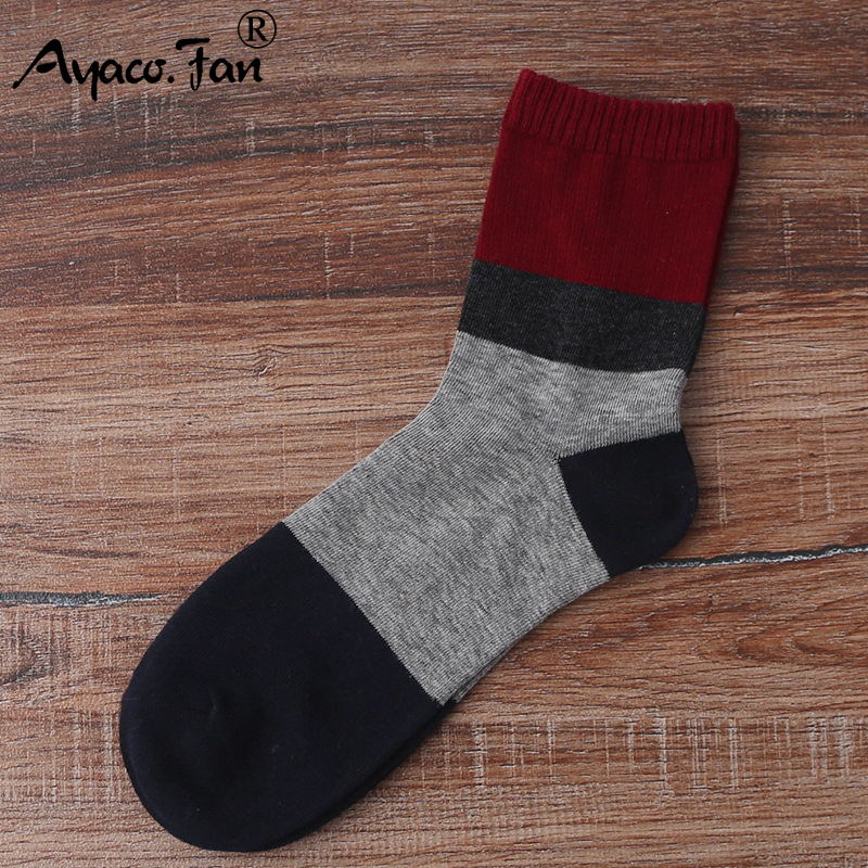 5 Pairs/Lot Autumn Winter New Men Cotton Crew Socks for Male Patchwork Colors Classic Business Men's Socks Dress Socks Man Meias