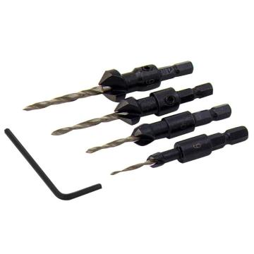 4pcs Conical Hex Shank Countersink Drill Woodworking Drill Bit Drilling Set