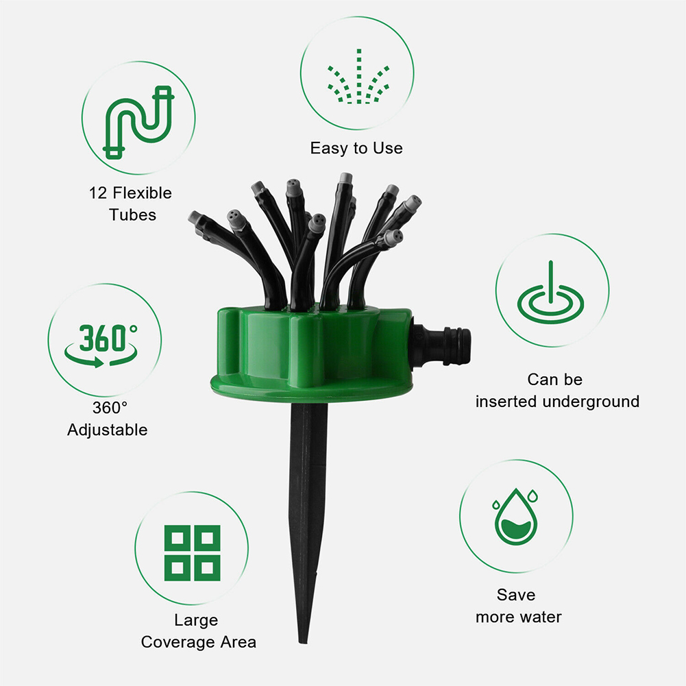 2020 Household 12 Flexible Tubes Water Sprinkler Adjustable Watering Sprayer System Tools Garden Yard Lawn Garden Sprinklers