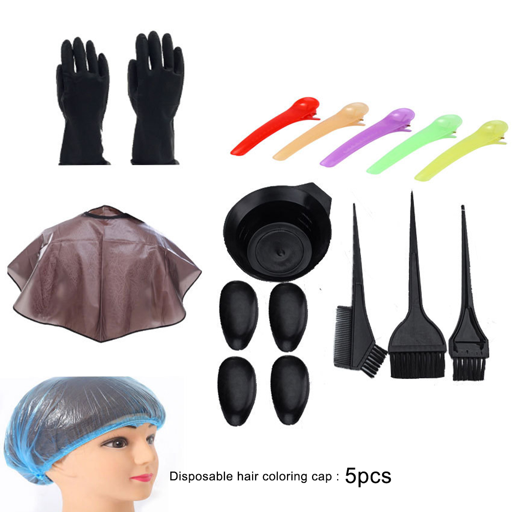 DIY Hair Tinting Bowl Dye Brush Earmuffs Latex Gloves Hairpins Hair Coloring Cape Disposable Shower Cap Comb Hair Dye Tools