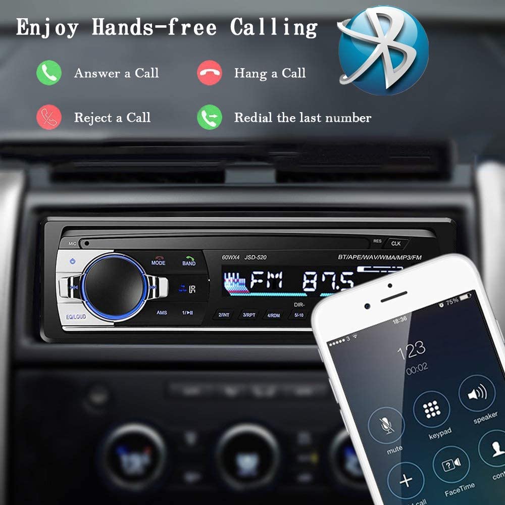 Bluetooth Autoradio Car Stereo Radio FM Aux Input Receiver SD USB JSD-520 12V In-dash 1 din Car MP3 Multimedia Player