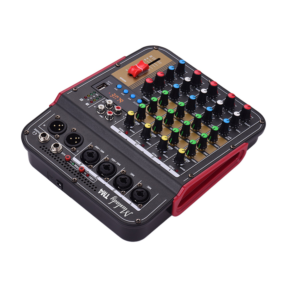 Muslady TM4 Quality 4-Channel Audio Mixer Mixing Console with BT Function Audio System for Studio Recording Broadcasting
