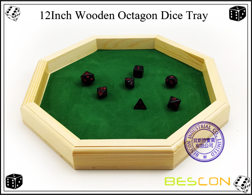 12Inch Wooden Octagon Dice Tray-1