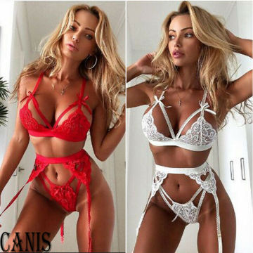 Hot sale solid sexy lace Women Sexy Lingerie Babydoll Sleepwear Underwear Lace Dress Bra Panty Suit Underwear Nightwear