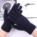 Men's Winter Wool Knit Jacquard Plus Velvet Touch Screen Driving Gloves Unisex Cashmere Thicken Elastic Cycling Warm Mittens H74