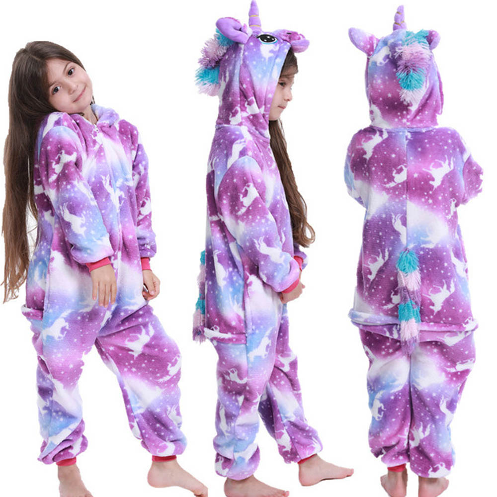 Flannel Unicorn for Kids Pajamas Boys Girls Sleepwear Children Panda Jumpsuit Kids oneises for Licorne Jumpsuit