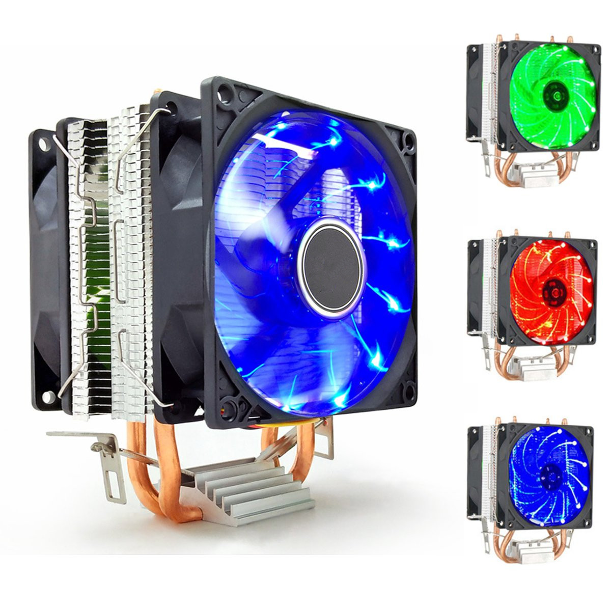 Quiet CPU Cooler Cooling Fan LED Double Heat Pipe Dual Fan Heat Sink Heatsink Radiator For LGA 1155 775 1156 AMD