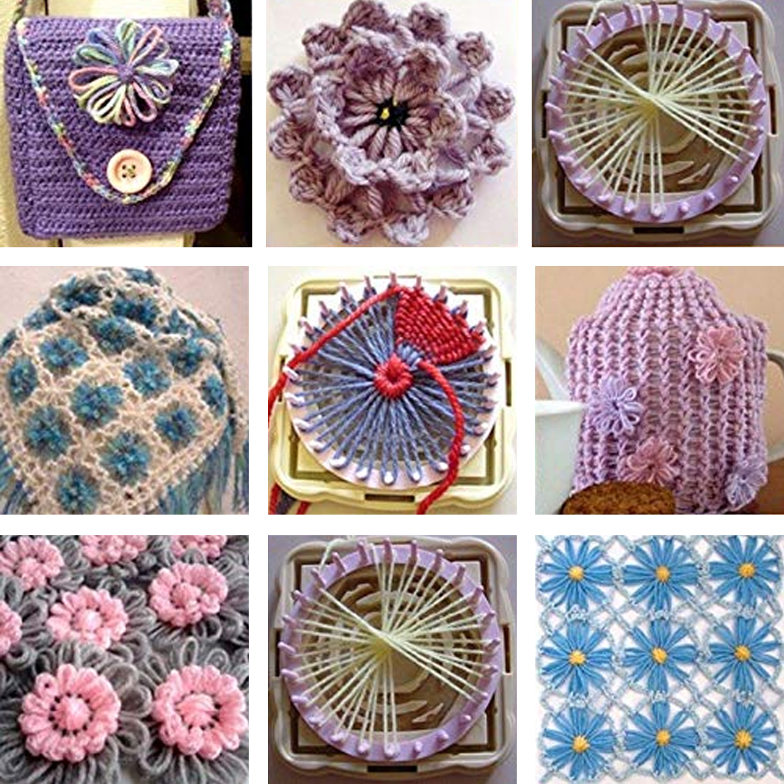 6pcs/set DIY Weaving Tools Knitting Machine Color Stitching Tools Flower Loom Knitting Woolen Creator Yarn Needle Hobby Loom