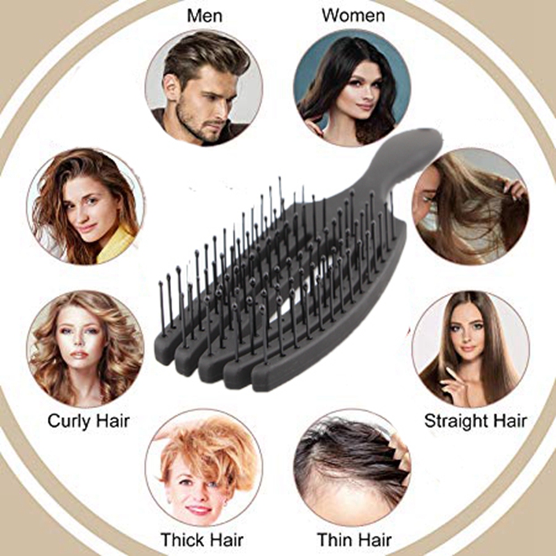Set of 2-Wet Brush, Entangled Nemesis Brush, Unisex, Hair Care Cream, Professional Quick-Drying Hair Brush (Black)