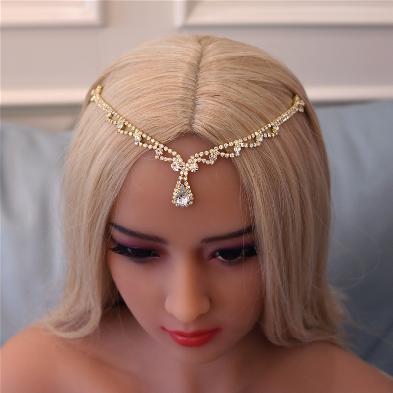 Crystal Forehead Headband Wedding Bridal Hair Chain Headpiece for Women Rhinestone Waterdrop Head Chain Headwear Hair Jewelry