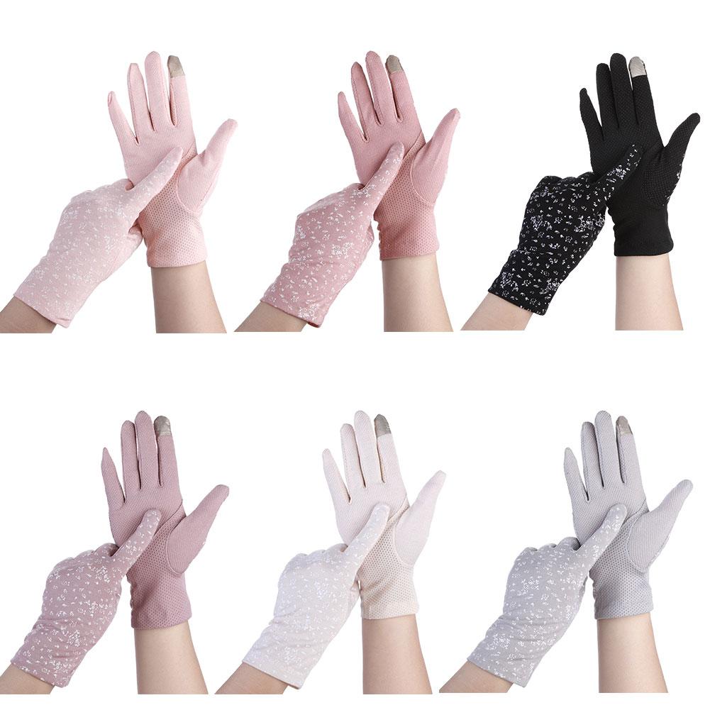 Women Sunscreen Gloves Spring Summer Lace Stretch Touch Screen Glove Anti-UV Wrist Short Slip Resistant Breathable Driving Glove