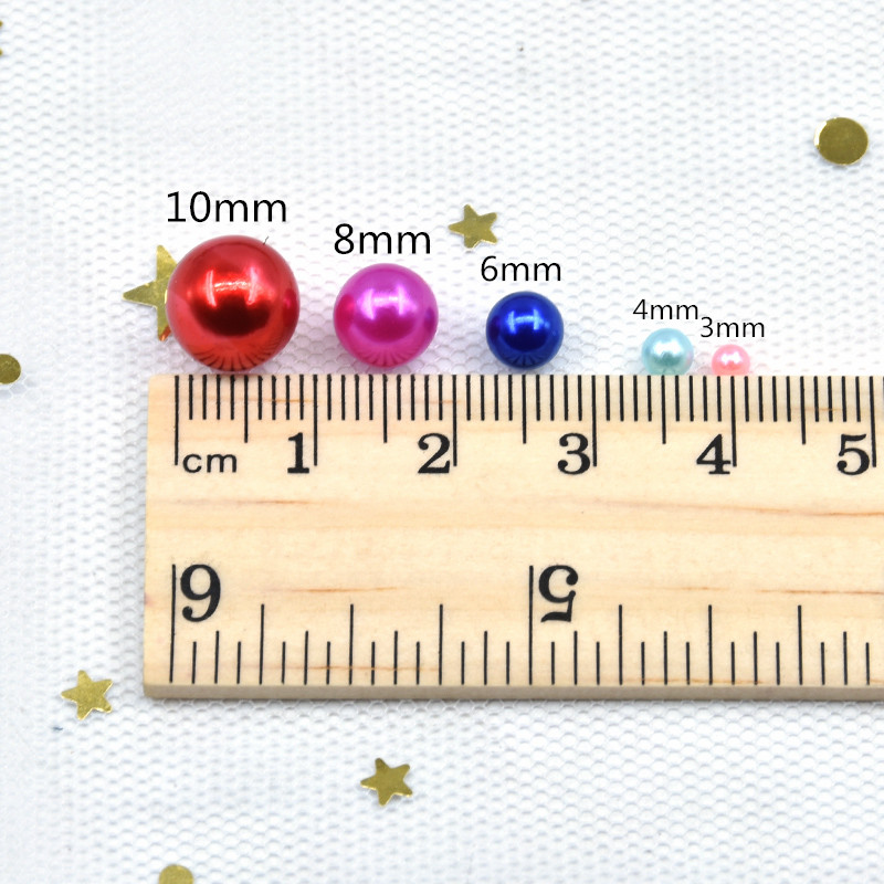 Mix Size 3-10mm No Hole Colorful Pearls Round ABS Imitation Pearl Bead Handmade DIY Necklace Bracelet Jewelry Making Accessories