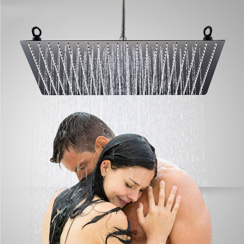 Dfrkjhre 10/12/16/20 inch Rainfall Squre Shower Head Ultrathin Style Bathroom Shower head Chrome/black/Nickle Golden 40cm * 40cm