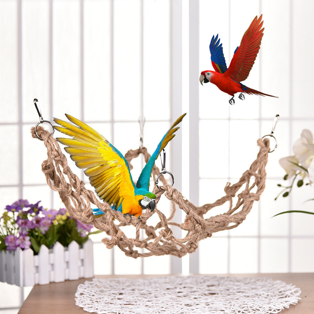 Parrot Rope Net Pet Parrot Bird Chew Play Climbing Chewing Toys Swing Hammock Toy with Hook Hanging Pet Birds Supplies Newest