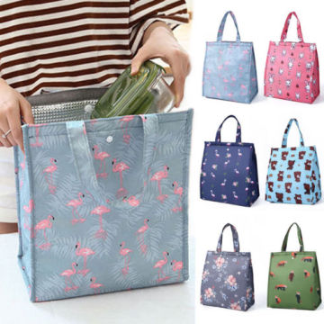 Hot Sale Fashion Casual Portable Insulated Thermal Cooler Bento Lunch Box Printed Tote Picnic Storage Bag Pouch Plus Size