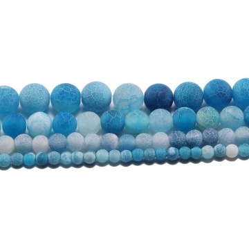 Weathering Natural Stone Bead Frost Crab Blue Agates Round Spacer Bead For Jewelry Making DIY Necklaces Bracelets Bulk Wholesale