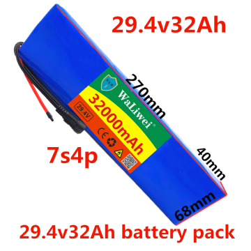 24v Original 7S4P li ion battery pack 29.4v 32Ah electric bicycle motor ebike scooter 18650 lithium rechargeable batteries 32Ah