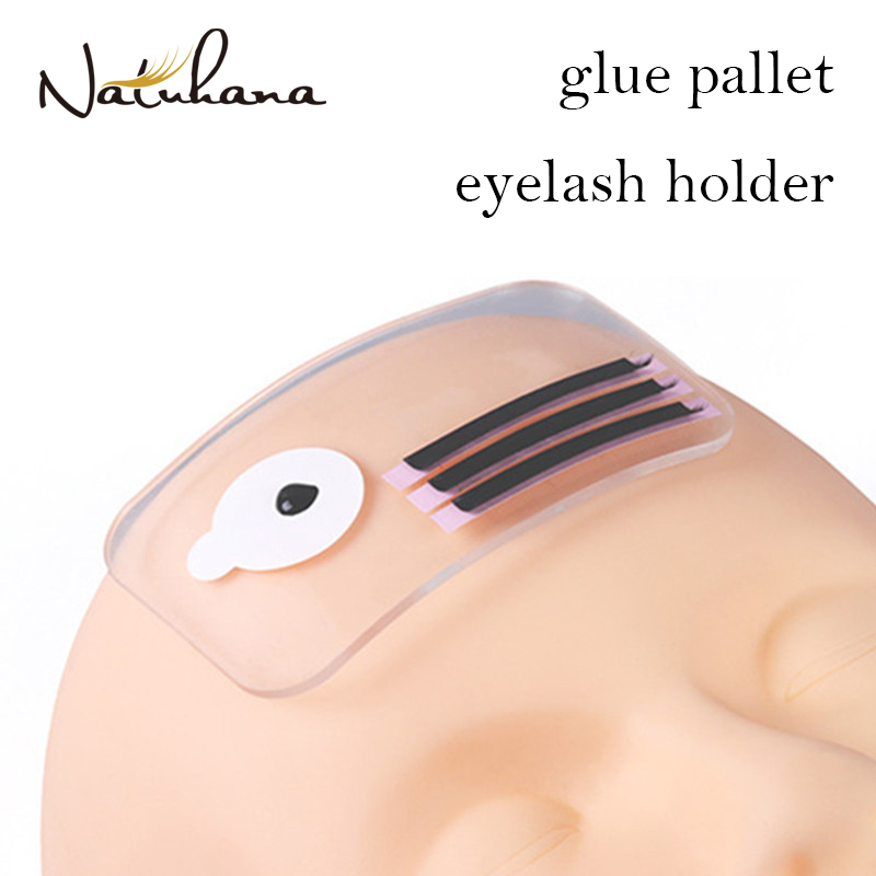 NATUHANA Silicone Eyelash Pad Forehead Lash Extension Stand Pallet Pad Lash Tray Holder Tool Rectangle Clear lash Holder