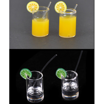 2pcs Dollhouse Lemon Water Cup Dollhouse Mini Lemon Water Cup Miniature Dollhouse Accessories Cups Furniture Toy