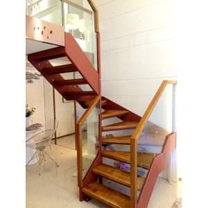 Wood Steps Double Steel Plate Stringer Stairs