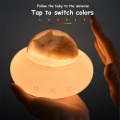 Cute Pet LED Night Light Touch Sensor 7 Colors Dimmable USB Rechargeable Silicone Spaceship Bedside Lamp for Children Baby