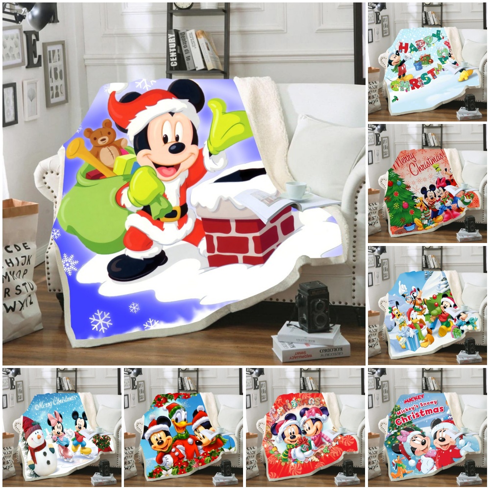 Disney Minnie Mickey Mosue Christmas Gifts Baby Plush Blanket Throw Sofa Bed Cover Single Twin Bedding for Boys Girls Children