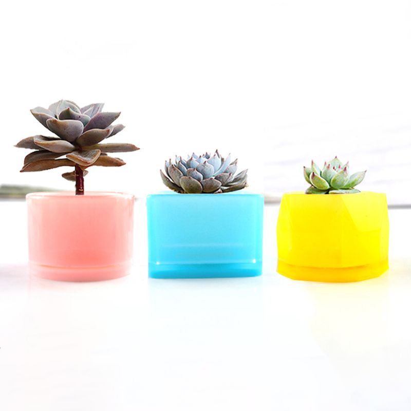 3pcs/set Silicone Mold Geometric Polygonal Concrete Flower Pot Succulent Plant Vase Mould DIY Candle Soap