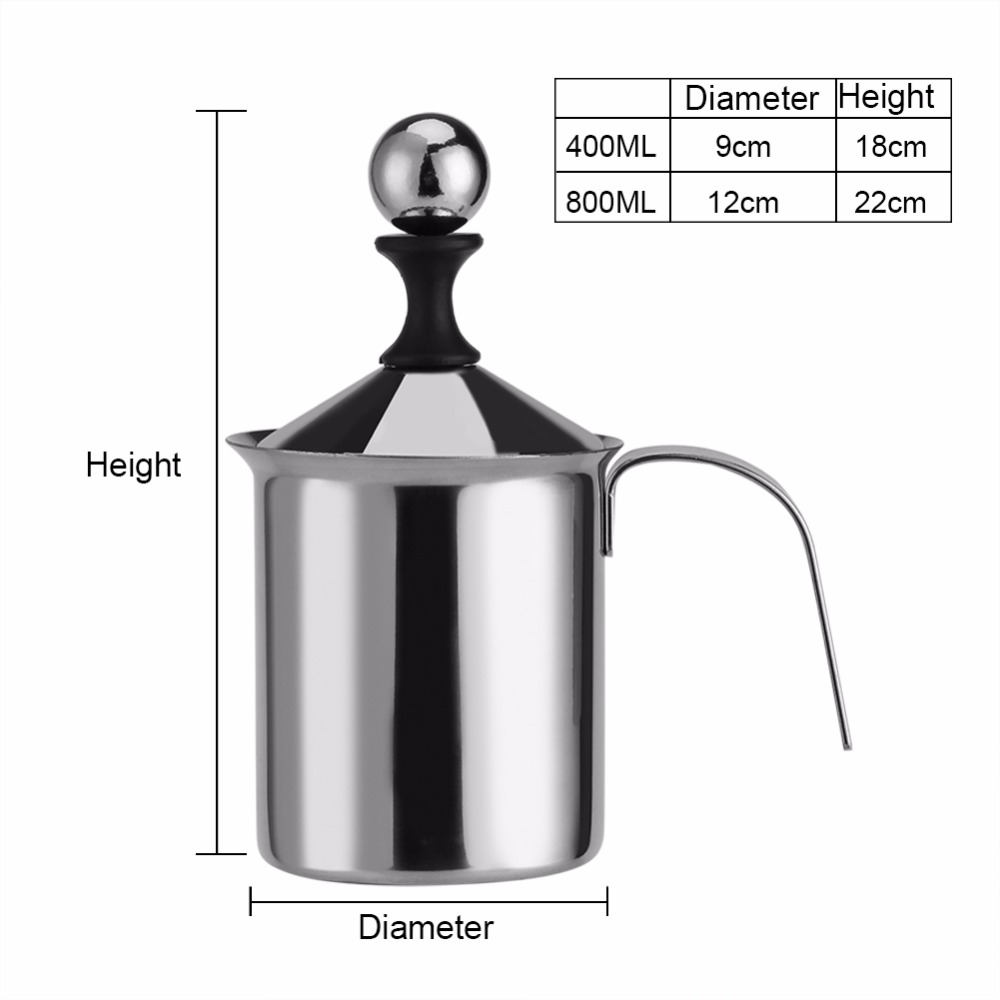 400/800ML Stainless Steel Milk Frother Pump Coffee Mixer Milk Foamer Cappuccino Latte Double Mesh Delicate Foam For Coffee Tools