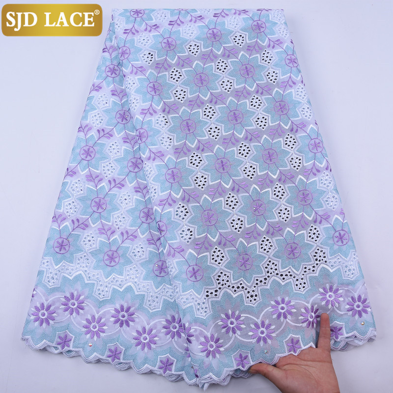 SJD LACE African Dry Lace Fabric Popular Swiss Voile Lace In Switzerland With Embroiderey Cotton Lace For Nigerian Wedding A1972