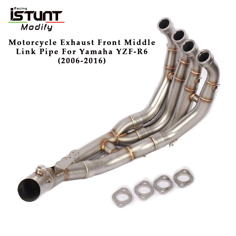 Slip On For Yamaha YZF-R6 r6 2006-2010 2011 2012 2013-2016 Motorcycle Exhaust System Escape Modified Front Middle Link Pipe Tube