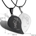 2pcs/set Fashion Jewelry Couple Broken Heart Choker Necklaces Stainless Steel Engrave Love You Pendants Black Cord Necklace