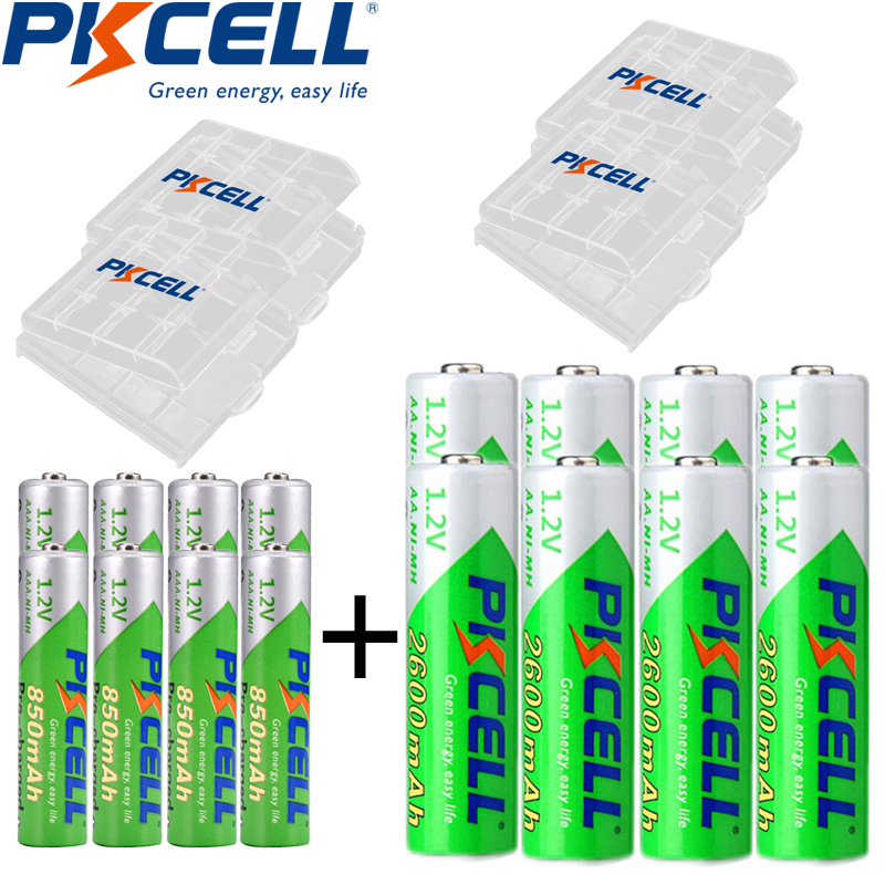 2Pcs PKCELL AAA 1.2V NIMH 850mah Rechargeable Battery And 2Pcs PKCELL AA 1.2V NIMH 2600mah Rechargeable Battery With One Box
