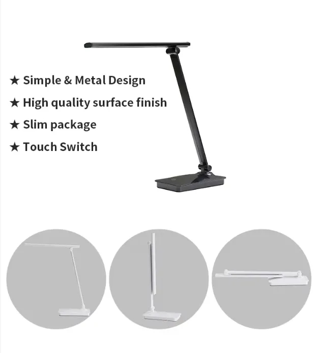 Foldable USB Charging, Desk Lamp with Dimmer Switch