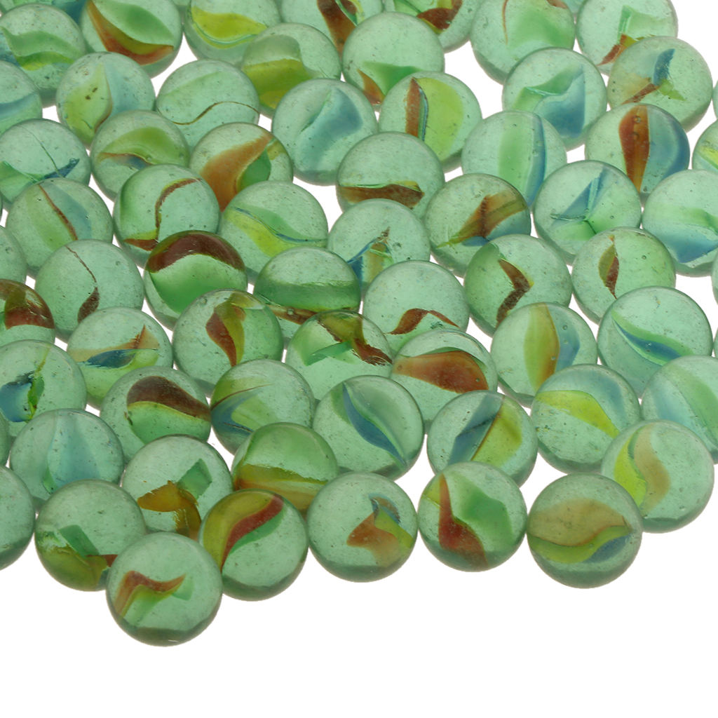 100 PCS 16mm Green Petal Glass Marbles Solitaire Toy, Vase & Fish Tank Fillers, Home Decoration