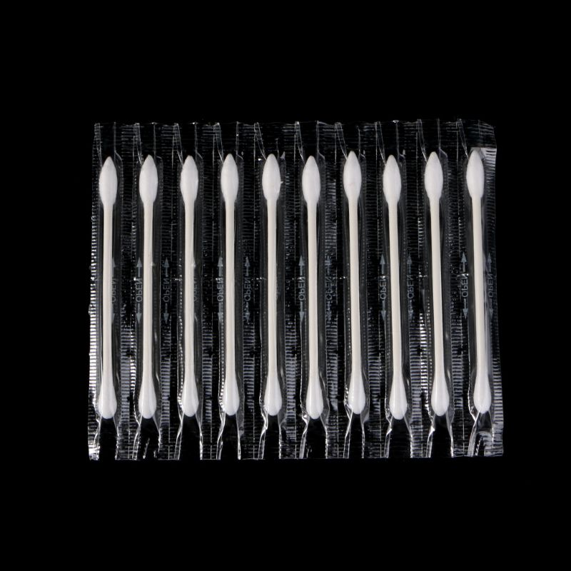Double-ended Cotton Swabs 100PCS Lip Makeup Eye Cosmetic Tools Individually Sealed Packaged For Portable Travel 7.8x0.5cm