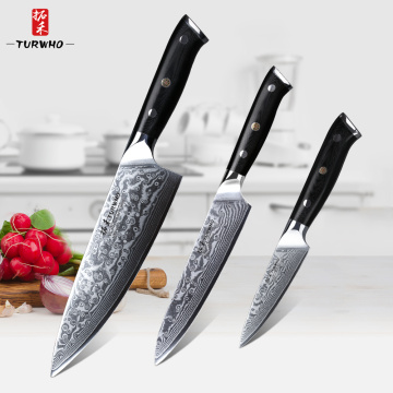 3 Pcs Kitchen Knife Set Japan Professional Cooking Sushi Santoku Chef Knife 67 Layers Damascus Knives Set G10 Handle