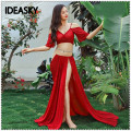 sequins top split long skirt Belly Dance Costume set Oriental Competition Bellydance Lady Professional Practice Wear Indian Suit