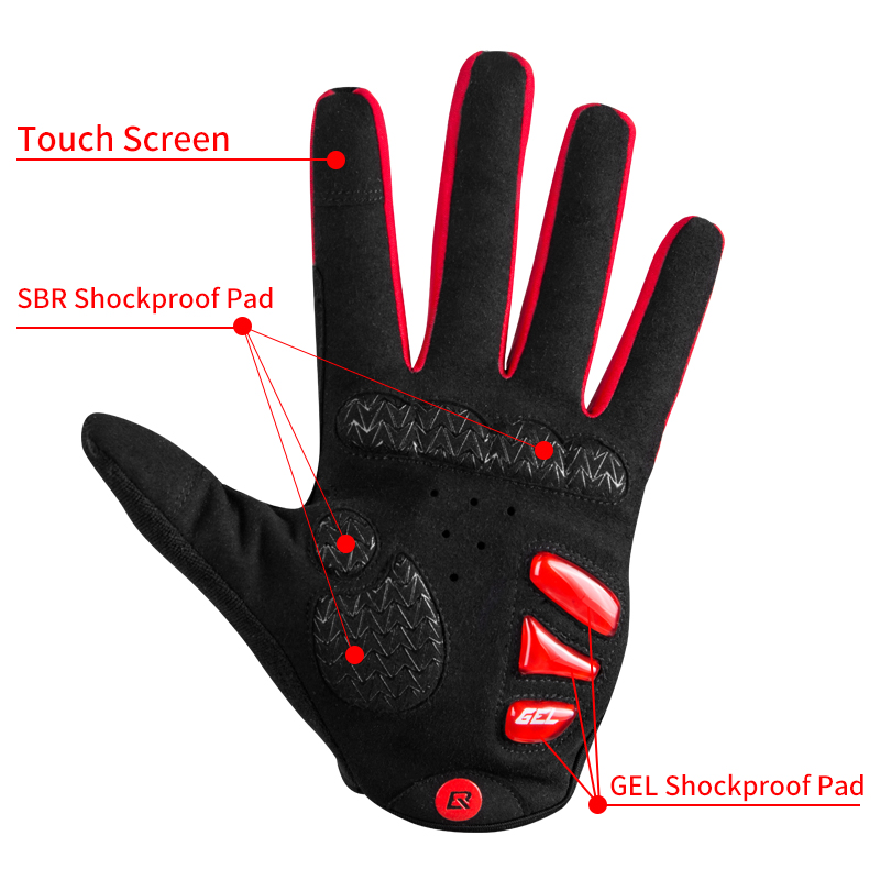 ROCKBROS Windproof Cycling Gloves Touch Screen Riding MTB Bike Bicycle Gloves Thermal Warm Motorcycle Winter Autumn Bike Gloves