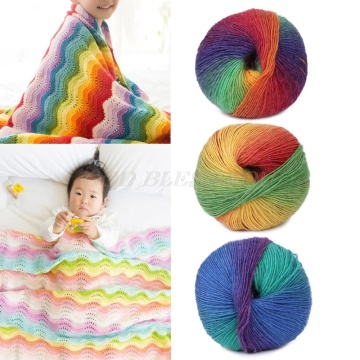 1 Ball 50g Hand-woven Rainbow Colorful Crochet Cashmere Wool Blend Yarn Knitting Drop Shipping